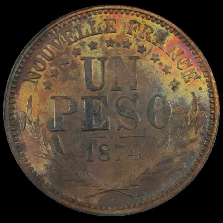 Anverso de la moneda de un peso de 1874